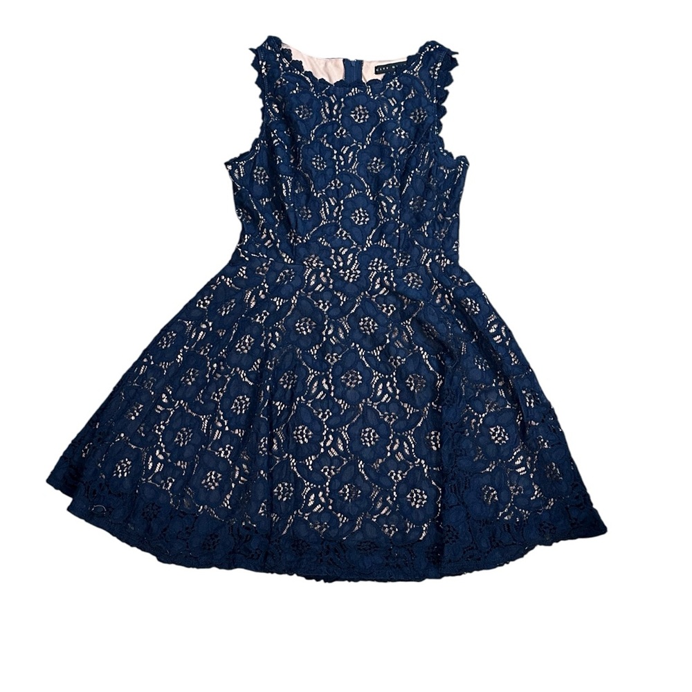 City Studio Navy Blue Lace Fit & Flare Dress – Size 9 (Juniors)
